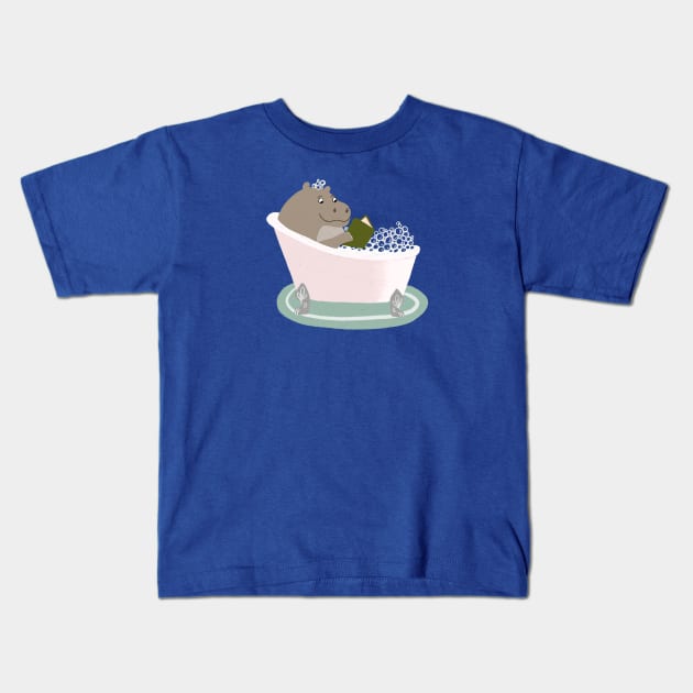 Hippopotamus Reading Kids T-Shirt by Das Brooklyn